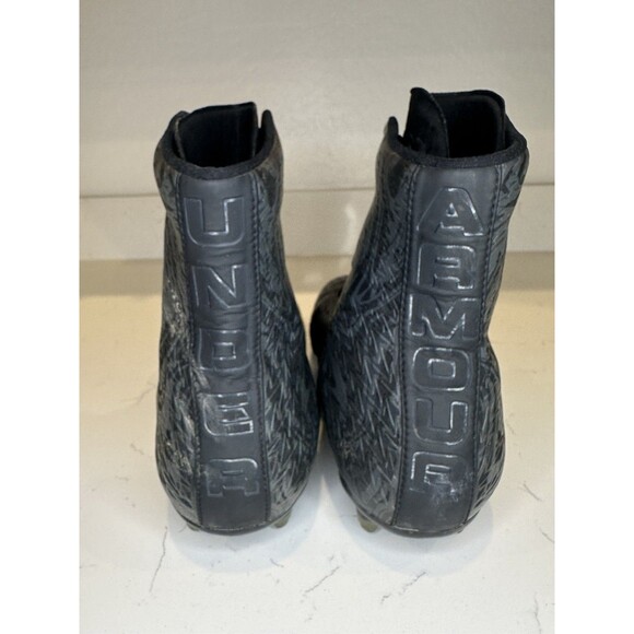 Under Armour Men’s Football Cleats Size 9.5 Black Gray High Top Molded Studs UA - Picture 6 of 9